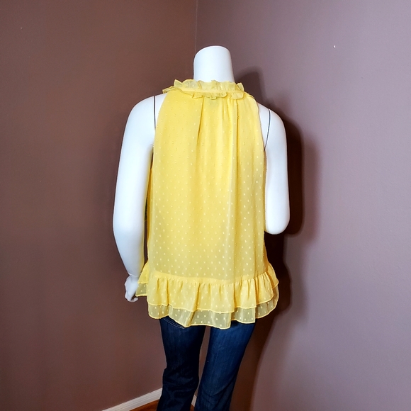 NWT CECE yellow clip dot chiffon top size XS - Picture 4 of 6